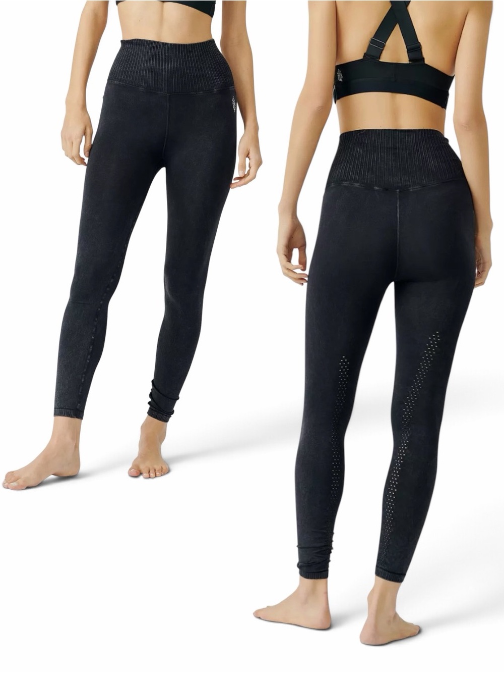 Free People Movement NWOT Good Karma 7/8 Length Leggings in Washed Black, M/L